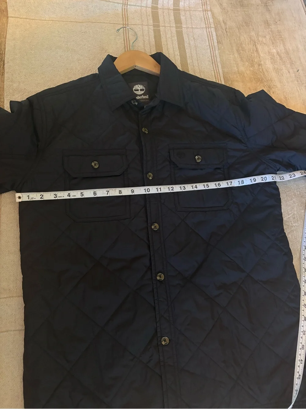Timberland Quilted Black Button-Front Shirt Jacket Shacket Men’s Size Medium